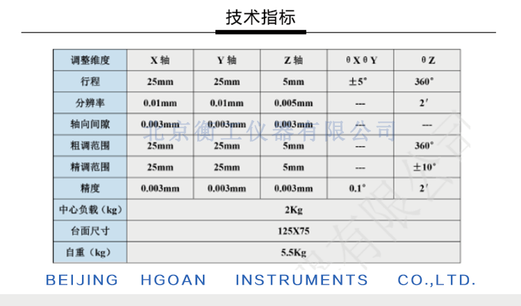 衡工六維調整工作臺HGAM601多自由度組合移動臺